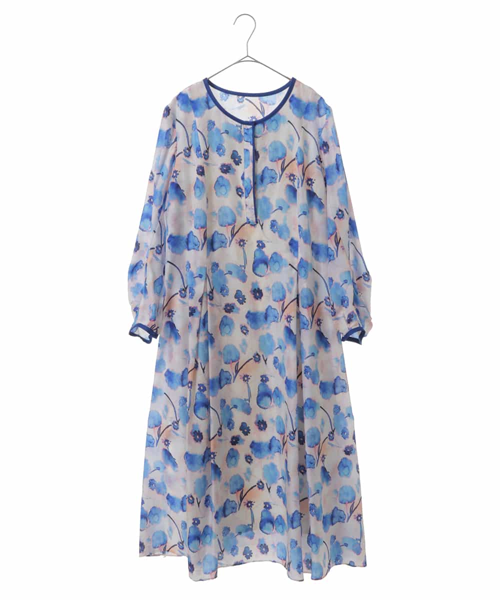 大きいサイズ】フラワープリントタックフレアワンピース /洗える 