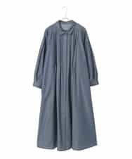 RLEFD41350 HIROKO BIS GRANDE(ヒロコ ビス グランデ) 【大きいサイズ】ピンタックデザインダンガリーワンピース ネイビー