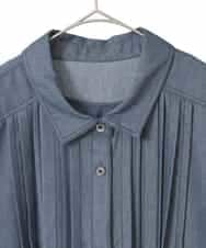 RLEFD41350 HIROKO BIS GRANDE(ヒロコ ビス グランデ) 【大きいサイズ】ピンタックデザインダンガリーワンピース ネイビー