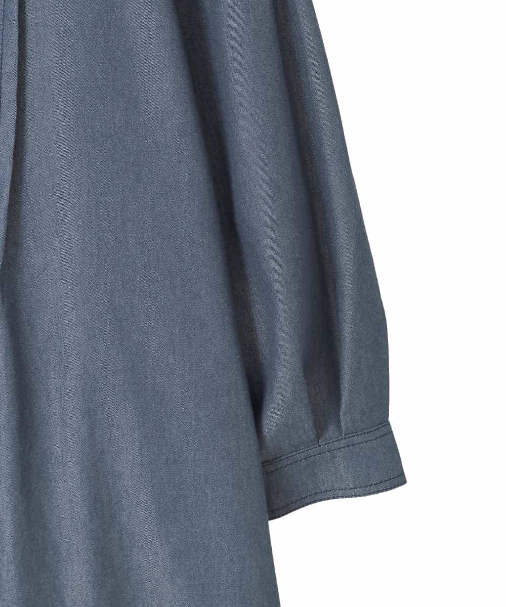 RLEFD41350 HIROKO BIS GRANDE(ヒロコ ビス グランデ) 【大きいサイズ】ピンタックデザインダンガリーワンピース ネイビー