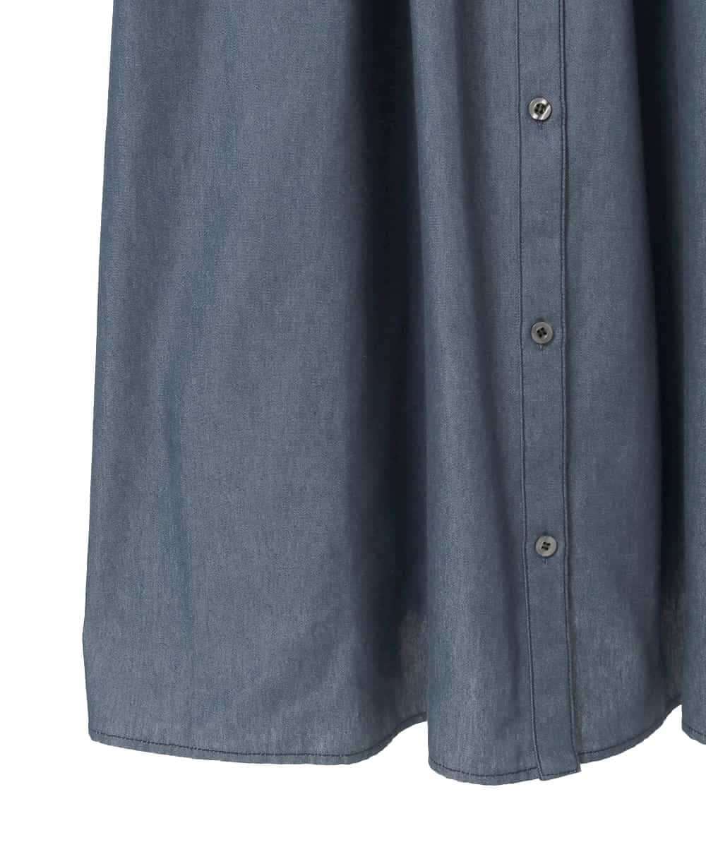 RLEFD41350 HIROKO BIS GRANDE(ヒロコ ビス グランデ) 【大きいサイズ】ピンタックデザインダンガリーワンピース ネイビー