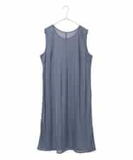 RLEFD41350 HIROKO BIS GRANDE(ヒロコ ビス グランデ) 【大きいサイズ】ピンタックデザインダンガリーワンピース ネイビー