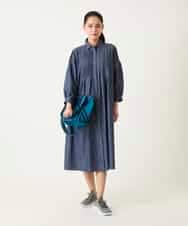 RLEFD41350 HIROKO BIS GRANDE(ヒロコ ビス グランデ) 【大きいサイズ】ピンタックデザインダンガリーワンピース ネイビー