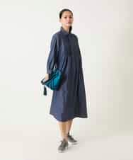 RLEFD41350 HIROKO BIS GRANDE(ヒロコ ビス グランデ) 【大きいサイズ】ピンタックデザインダンガリーワンピース ネイビー