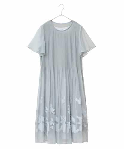 RLEGA32550 HIROKO BIS GRANDE 【大きいサイズ】ドットフラワーシャーリング切り替えワンピース