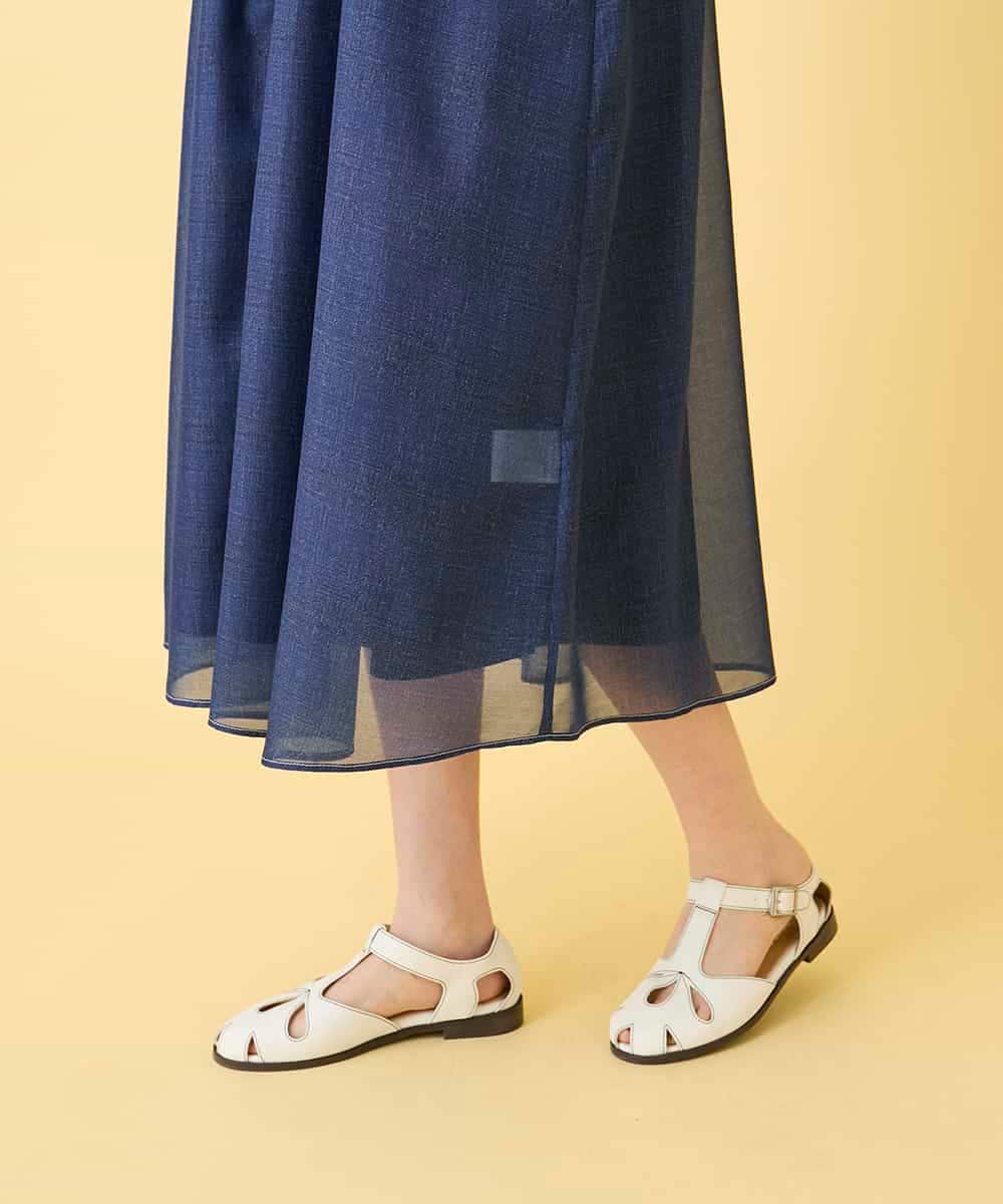 RLEGE31360 HIROKO BIS GRANDE(ヒロコ ビス グランデ) 【先行予約/大きいサイズ】サテンデニムピンタックデザインワンピース ネイビー