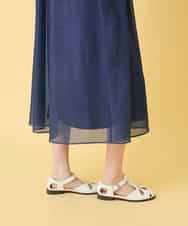 RLEGE31360 HIROKO BIS GRANDE(ヒロコ ビス グランデ) 【先行予約/大きいサイズ】サテンデニムピンタックデザインワンピース ネイビー