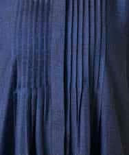 RLEGE31360 HIROKO BIS GRANDE(ヒロコ ビス グランデ) 【先行予約/大きいサイズ】サテンデニムピンタックデザインワンピース ネイビー