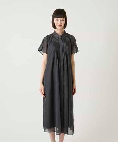 RLEGE31360 HIROKO BIS GRANDE 【大きいサイズ】サテンデニムピンタックデザインワンピース