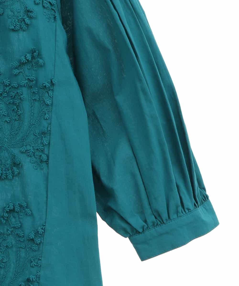 RLEGQ17350 HIROKO BIS GRANDE(ヒロコ ビス グランデ) 【洗える】コットンローン刺繍シャツワンピース グリーン