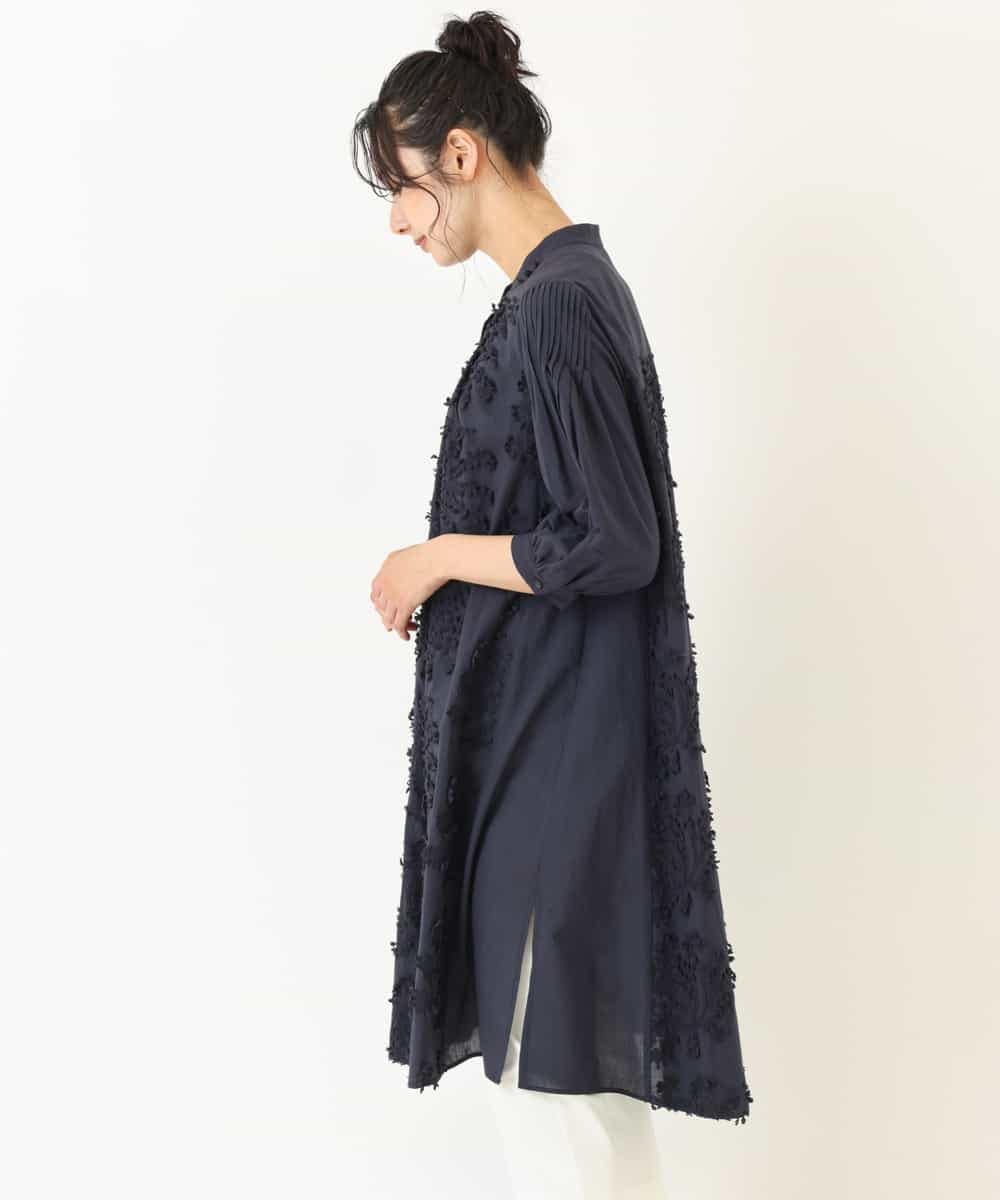 RLEGQ17350 HIROKO BIS GRANDE(ヒロコ ビス グランデ) 【洗える】コットンローン刺繍シャツワンピース ネイビー