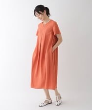 RLEGT03380 HIROKO BIS GRANDE(ヒロコ ビス グランデ) 【洗濯機で洗える】ドライタッチAラインワンピース オレンジ