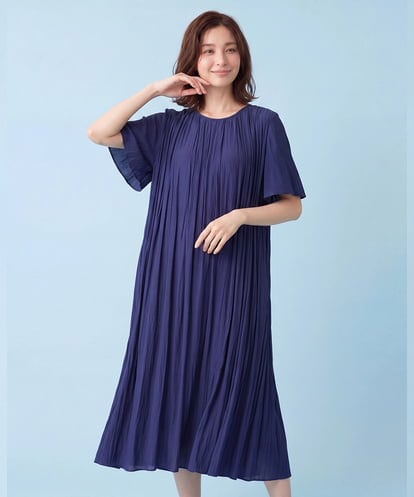 RLEHA20450 HIROKO BIS GRANDE 【大きいサイズ】タックデザインワンピース /洗濯機で洗える