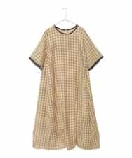 RLEIE11410 HIROKO BIS GRANDE(ヒロコ ビス グランデ) サッカーチェック半袖ワンピース イエロー