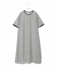 RLEIE11410 HIROKO BIS GRANDE(ヒロコ ビス グランデ) サッカーチェック半袖ワンピース ホワイト