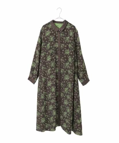 RLELE30510  【大きいサイズ】小付きフラワー柄シャツワンピース