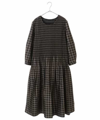RLELT32450 HIROKO BIS GRANDE 千鳥柄シャーリングデザインワンピース