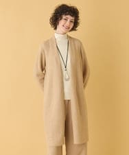 RLFAA20460 HIROKO BIS GRANDE(ヒロコ ビス グランデ) 【大きいサイズ】ヘアリーロングニットカーディガン ベージュ