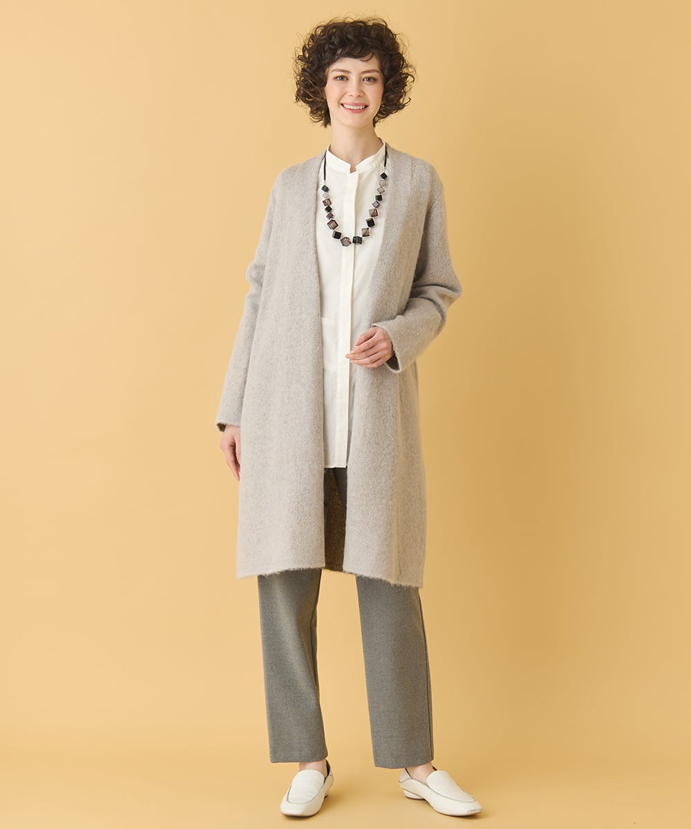 RLFAA20460 HIROKO BIS GRANDE(ヒロコ ビス グランデ) 【大きいサイズ】ヘアリーロングニットカーディガン グレー