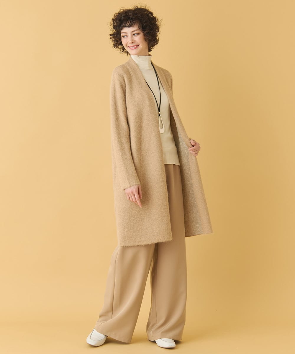 RLFAA20460 HIROKO BIS GRANDE(ヒロコ ビス グランデ) 【大きいサイズ】ヘアリーロングニットカーディガン グレー