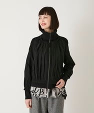 RLFAD30420 HIROKO BIS GRANDE(ヒロコ ビス グランデ) 【大きいサイズ】異素材ジョイントニットブルゾン ブラック