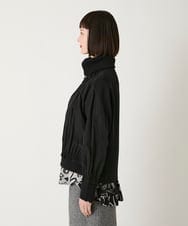 RLFAD30420 HIROKO BIS GRANDE(ヒロコ ビス グランデ) 【大きいサイズ】異素材ジョイントニットブルゾン ブラック