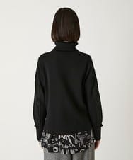 RLFAD30420 HIROKO BIS GRANDE(ヒロコ ビス グランデ) 【大きいサイズ】異素材ジョイントニットブルゾン ブラック