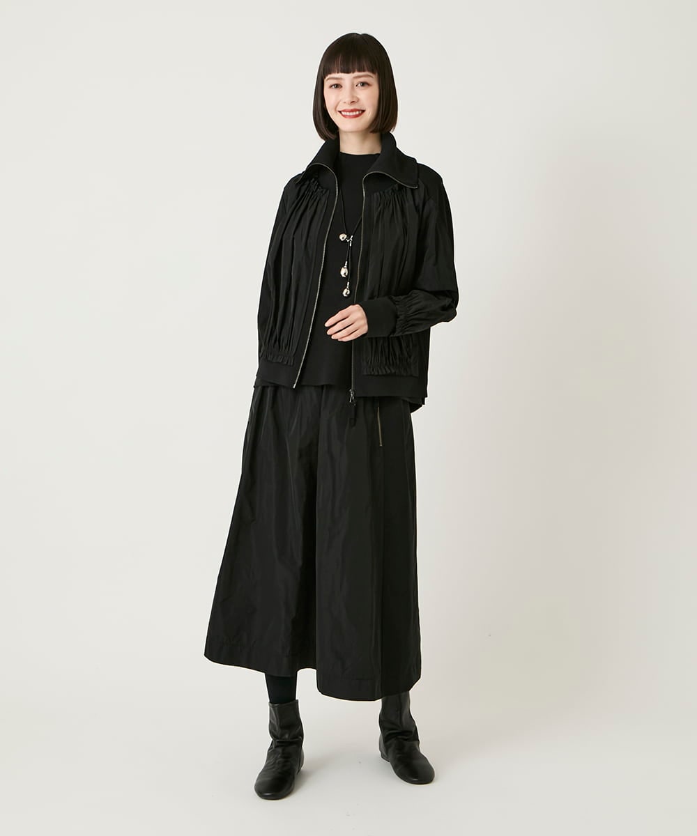 RLFAD31390 HIROKO BIS GRANDE(ヒロコ ビス グランデ) 【大きいサイズ】異素材ジョイントニットプルオーバー ブラック