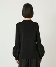 RLFAD31390 HIROKO BIS GRANDE(ヒロコ ビス グランデ) 【大きいサイズ】異素材ジョイントニットプルオーバー ブラック