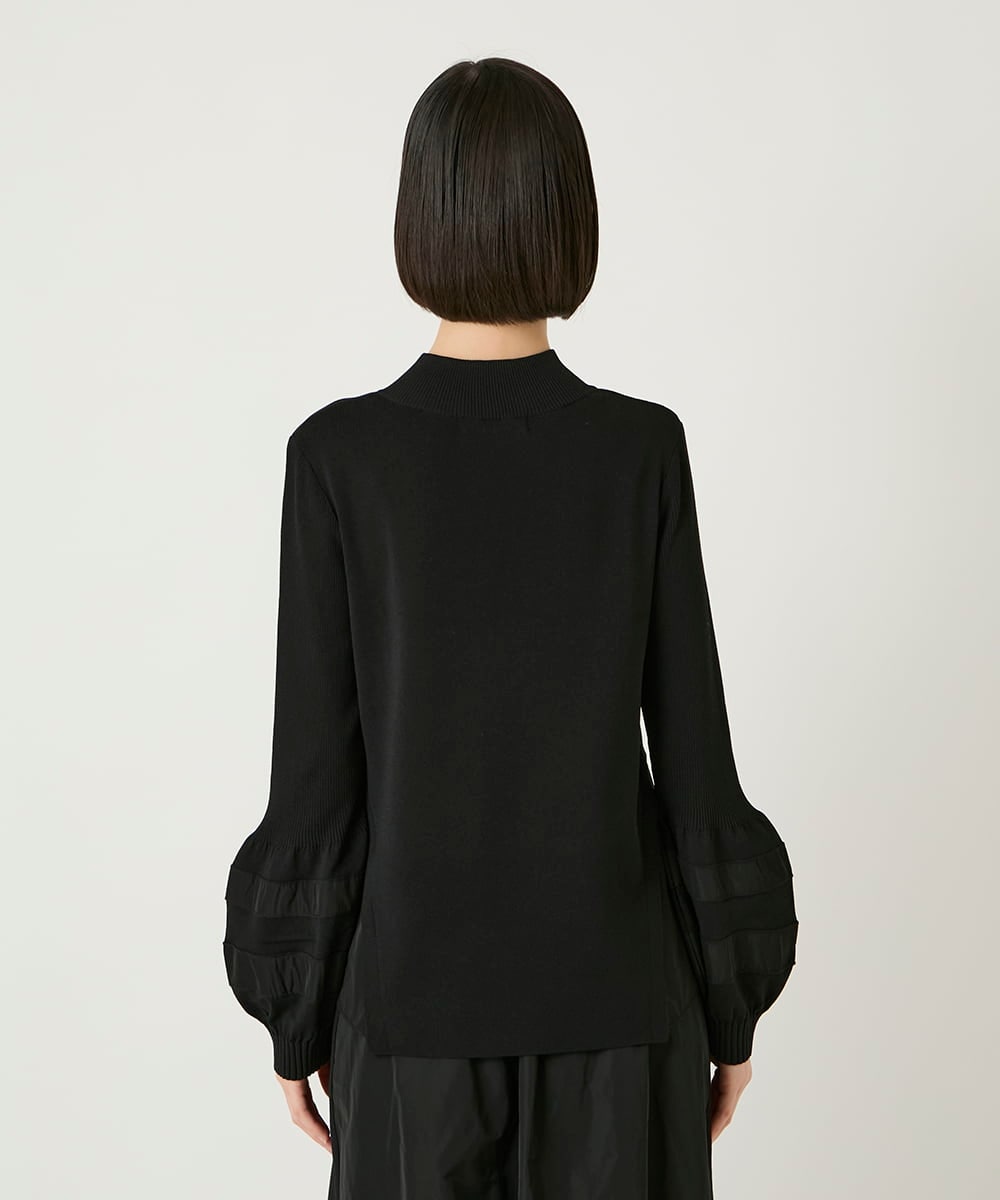 RLFAD31390 HIROKO BIS GRANDE(ヒロコ ビス グランデ) 【大きいサイズ】異素材ジョイントニットプルオーバー ブラック