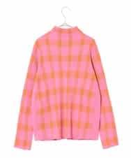 RLFAD33300 HIROKO BIS GRANDE(ヒロコ ビス グランデ) 【大きいサイズ】チェック柄インターシャニットプルオーバー ピンク