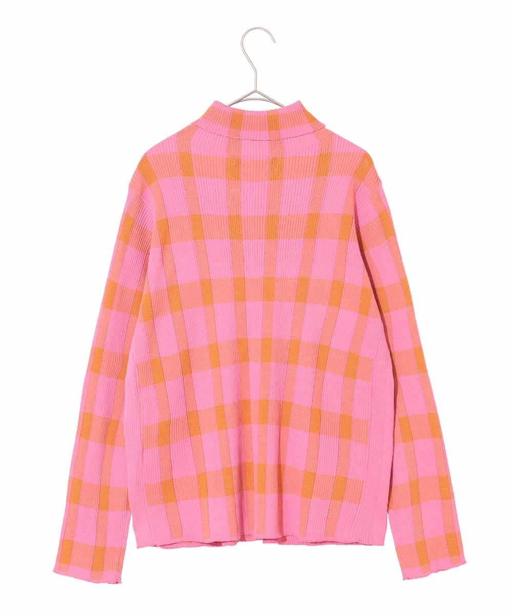 RLFAD33300 HIROKO BIS GRANDE(ヒロコ ビス グランデ) 【大きいサイズ】チェック柄インターシャニットプルオーバー ピンク