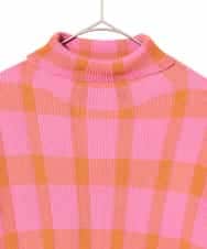 RLFAD33300 HIROKO BIS GRANDE(ヒロコ ビス グランデ) 【大きいサイズ】チェック柄インターシャニットプルオーバー ピンク