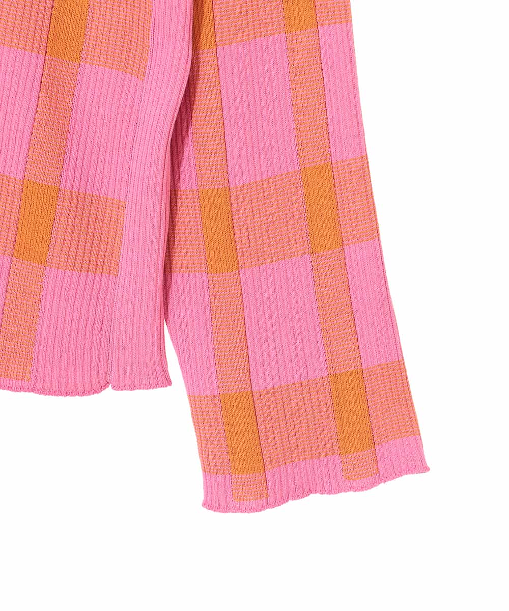 RLFAD33300 HIROKO BIS GRANDE(ヒロコ ビス グランデ) 【大きいサイズ】チェック柄インターシャニットプルオーバー ピンク