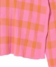 RLFAD33300 HIROKO BIS GRANDE(ヒロコ ビス グランデ) 【大きいサイズ】チェック柄インターシャニットプルオーバー ピンク