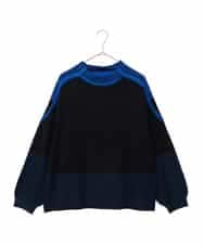RLFAD35360 HIROKO BIS GRANDE(ヒロコ ビス グランデ) 【大きいサイズ】プレーティング刺繍ニットプルオーバー ブルー