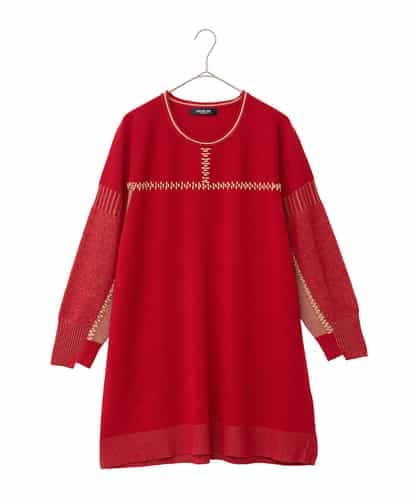 RLFAD36390 HIROKO BIS GRANDE プレーティング刺繍ニットチュニック