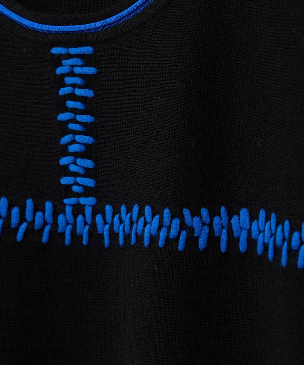 RLFAD36390 HIROKO BIS GRANDE(ヒロコ ビス グランデ) 【大きいサイズ】プレーティング刺繍ニットチュニック ブルー