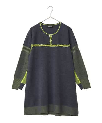 RLFAD36390 HIROKO BIS GRANDE プレーティング刺繍ニットチュニック