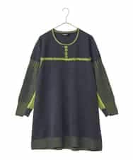 RLFAD36390 HIROKO BIS GRANDE(ヒロコ ビス グランデ) 【大きいサイズ】プレーティング刺繍ニットチュニック グレー