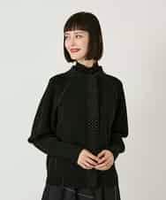 RLFAE45390 HIROKO BIS GRANDE(ヒロコ ビス グランデ) 【大きいサイズ】スタッズアクセントニットカーディガン ブラック