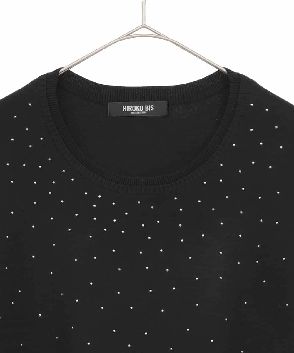 RLFAE46420 HIROKO BIS GRANDE(ヒロコ ビス グランデ) スタッズアクセントニットチュニック ブラック