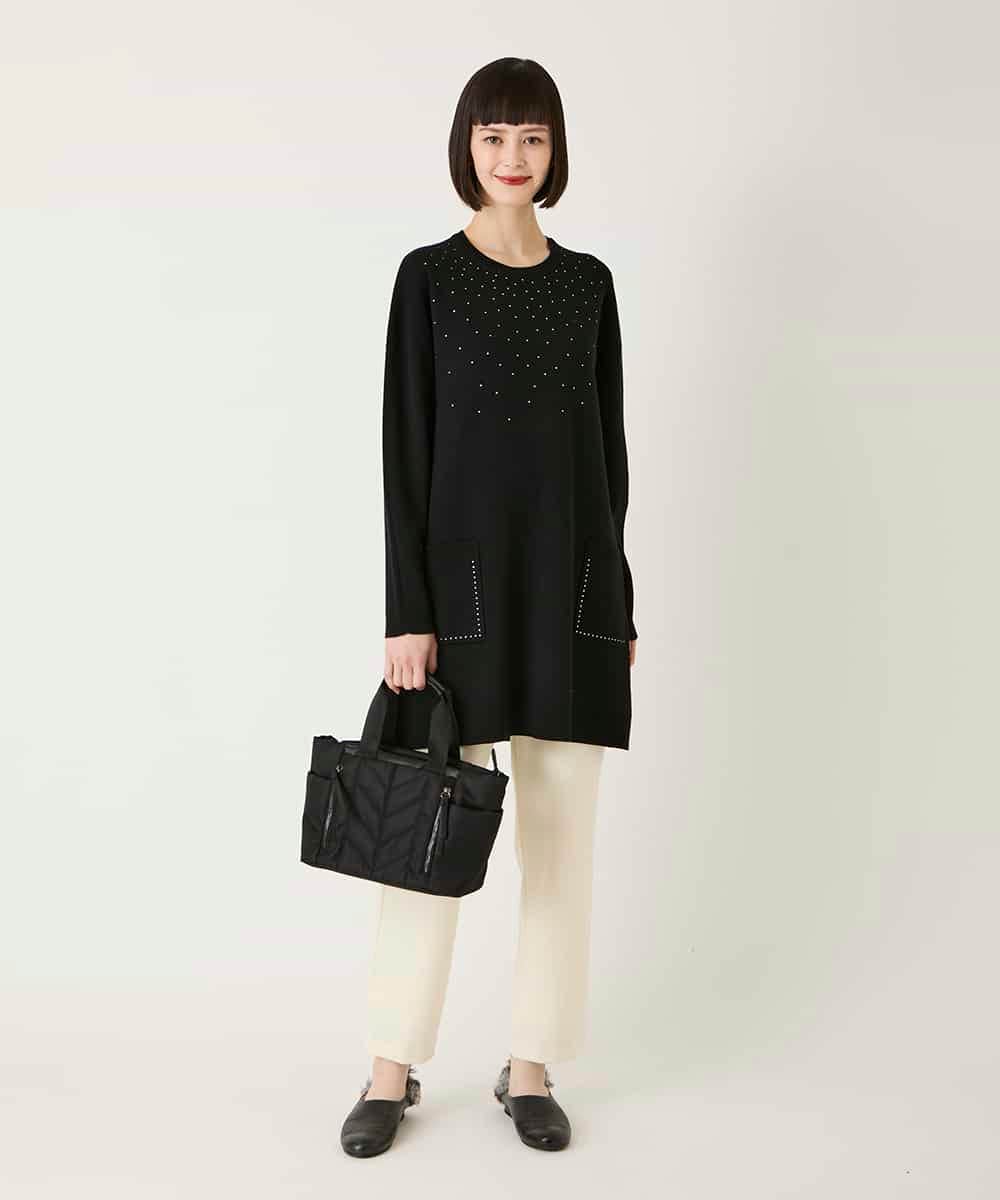 RLFAE46420 HIROKO BIS GRANDE(ヒロコ ビス グランデ) スタッズアクセントニットチュニック ブラック