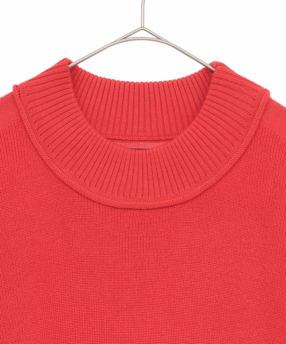 RLFAE47260 HIROKO BIS GRANDE(ヒロコ ビス グランデ) 【大きいサイズ】リブネックデザインウールニットプルオーバー レッド