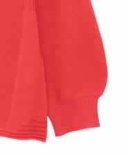 RLFAE47260 HIROKO BIS GRANDE(ヒロコ ビス グランデ) 【大きいサイズ】リブネックデザインウールニットプルオーバー レッド