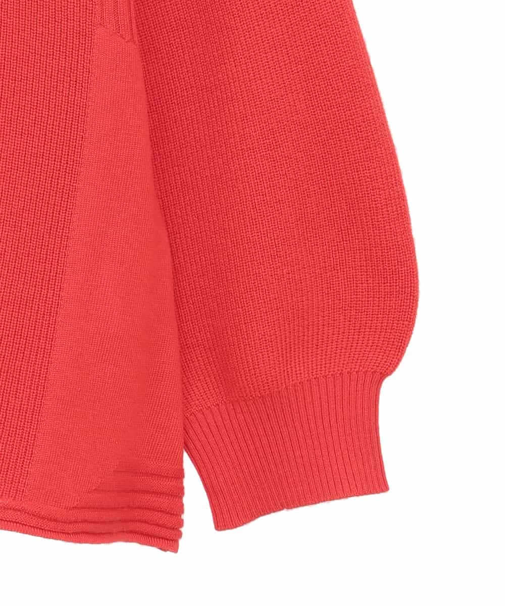 RLFAE47260 HIROKO BIS GRANDE(ヒロコ ビス グランデ) 【大きいサイズ】リブネックデザインウールニットプルオーバー レッド