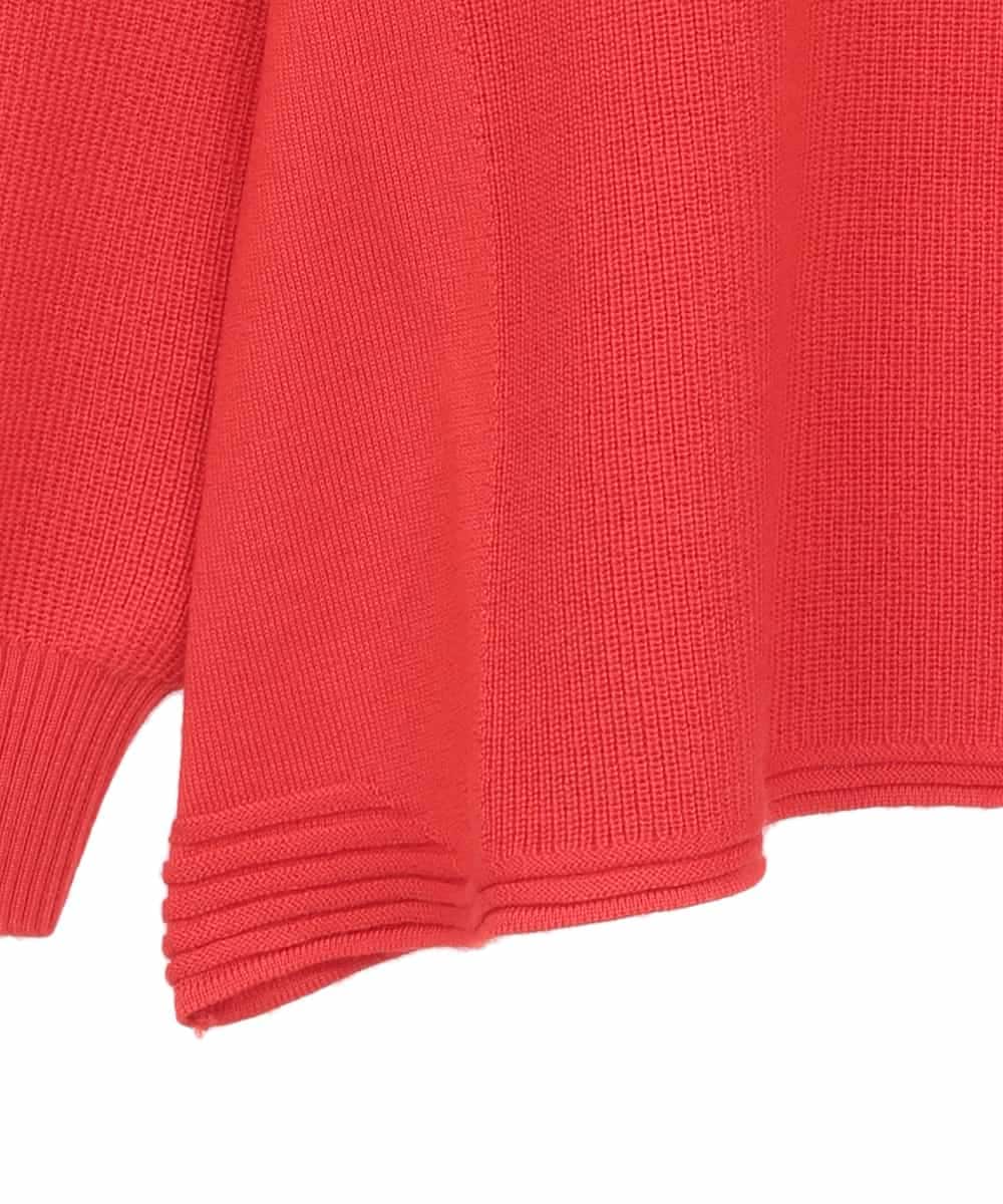 RLFAE47260 HIROKO BIS GRANDE(ヒロコ ビス グランデ) 【大きいサイズ】リブネックデザインウールニットプルオーバー レッド