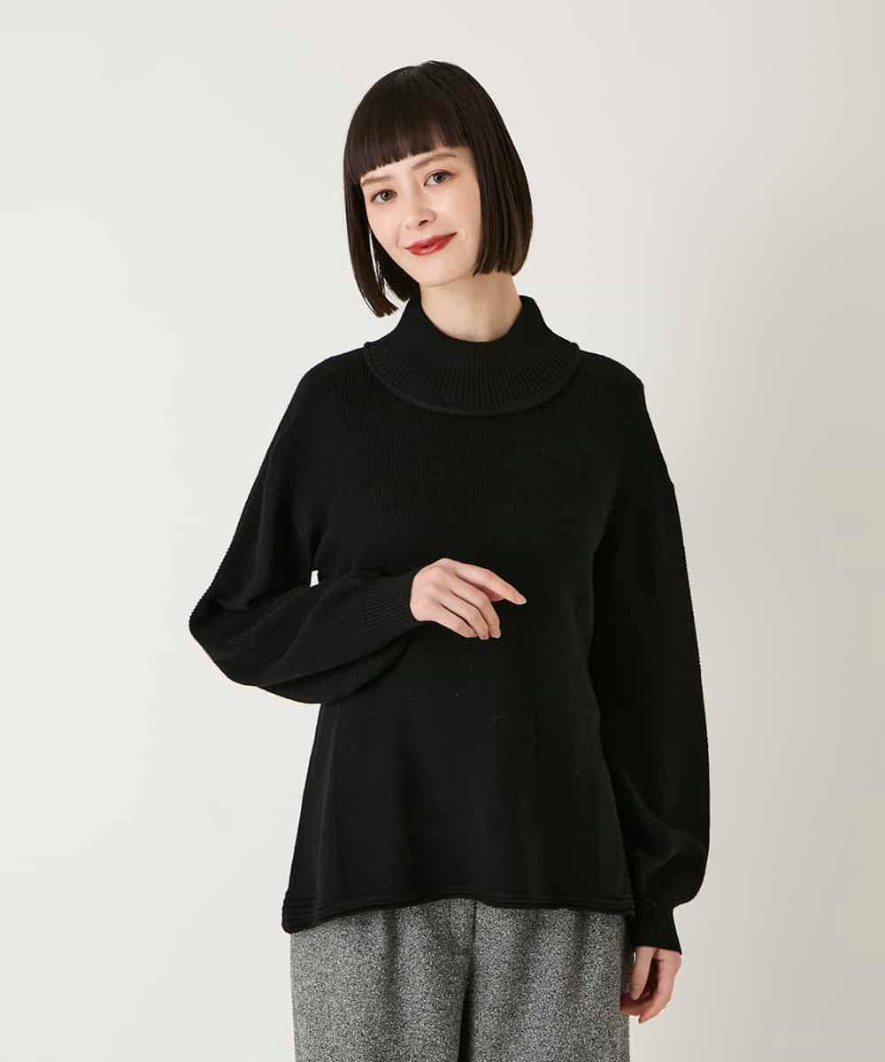 RLFAE47260 HIROKO BIS GRANDE(ヒロコ ビス グランデ) 【大きいサイズ】リブネックデザインウールニットプルオーバー レッド