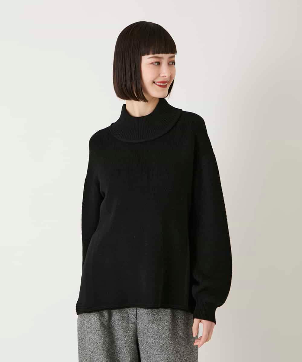 RLFAE47260 HIROKO BIS GRANDE(ヒロコ ビス グランデ) 【大きいサイズ】リブネックデザインウールニットプルオーバー レッド