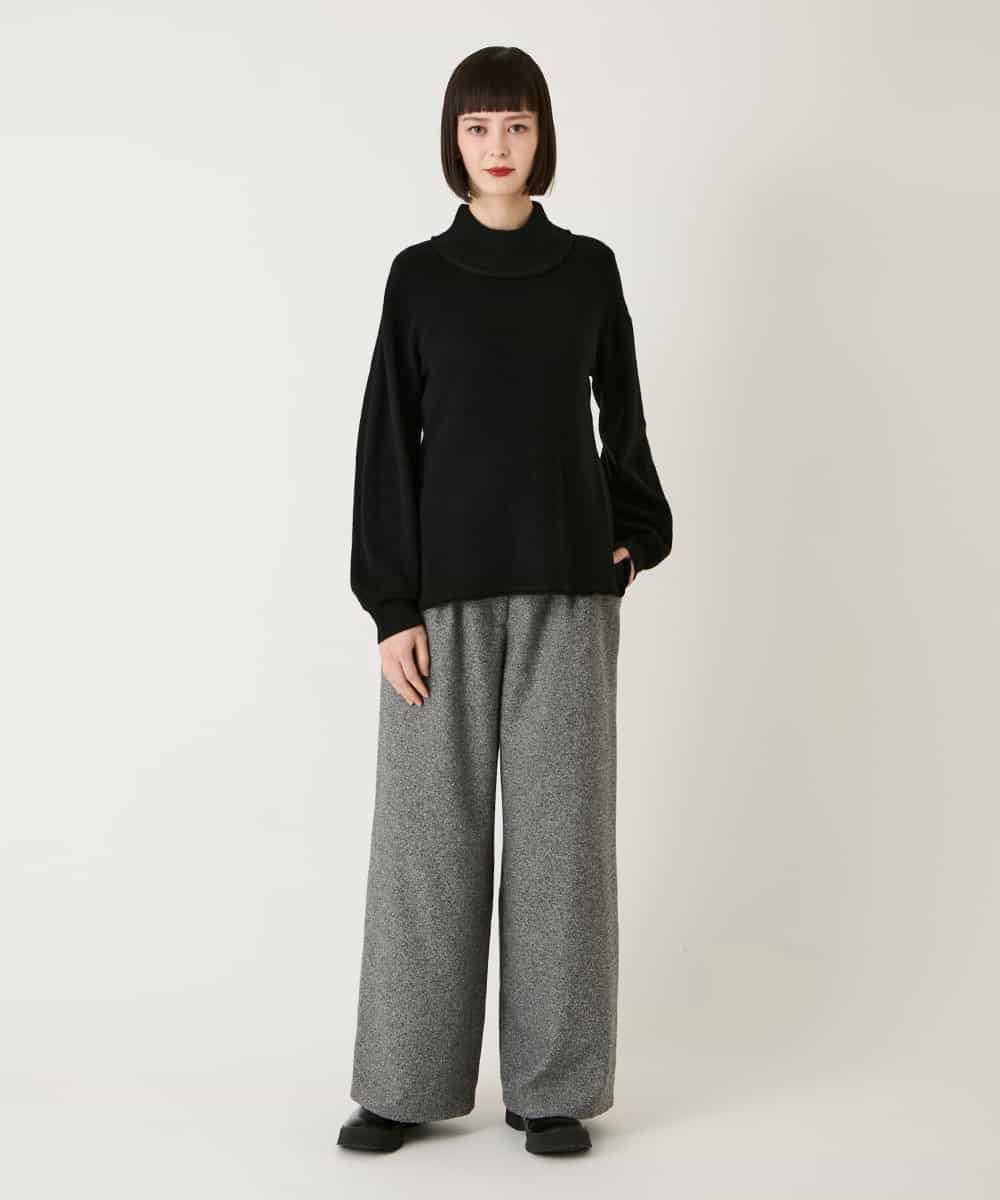 RLFAE47260 HIROKO BIS GRANDE(ヒロコ ビス グランデ) 【大きいサイズ】リブネックデザインウールニットプルオーバー レッド